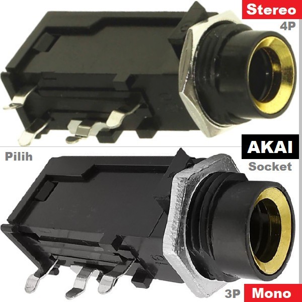 Socket Stereo/Mono Headphone/Microphone Soket Jack MIC Akai Toa 6.5mm