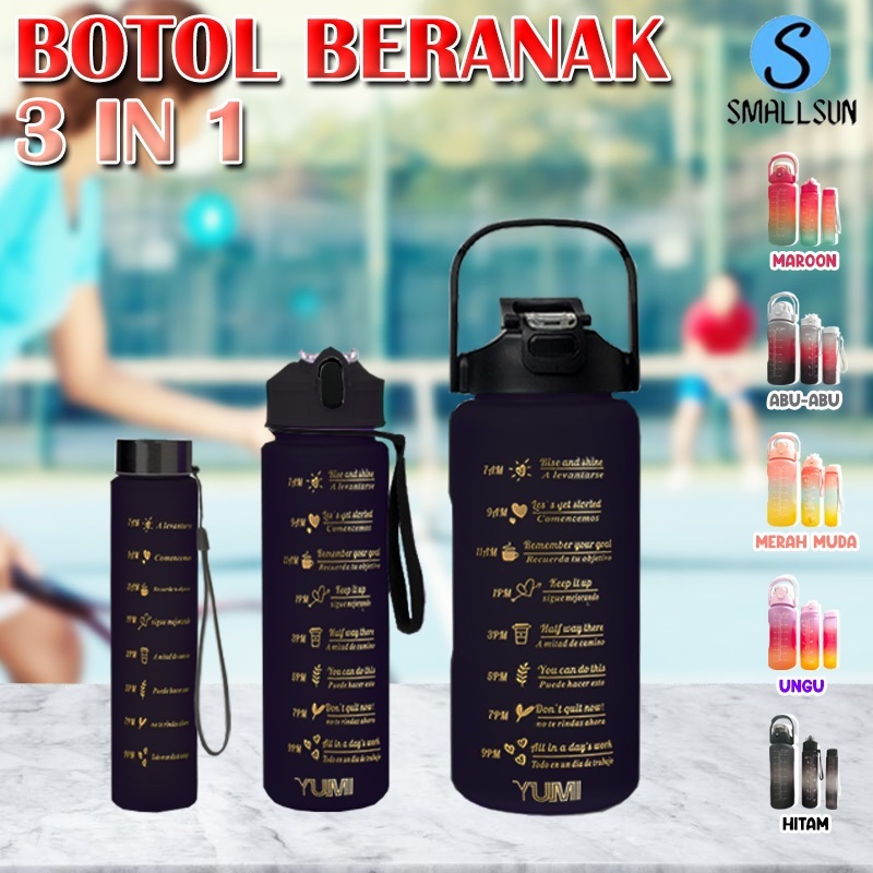 MY botol viral/Botol Viral Gradasi Warna 3in1 Best Quality 1 Set 2Liter + 900ml + 350ml Free Stiker 