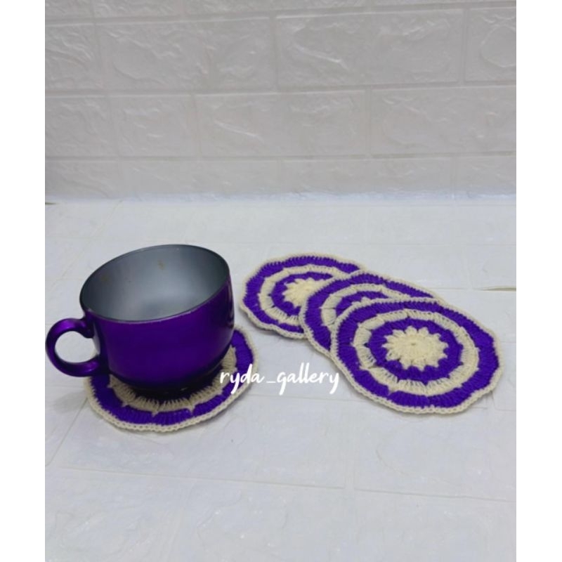 alas gelas rajut/tatakan gelas rajut