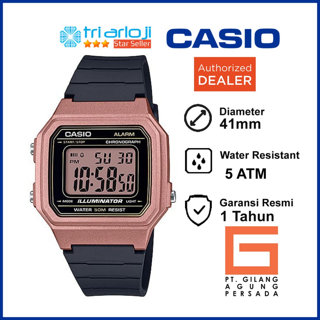 CASIO W-217HM-5AVDF Jam Tangan Pria Digital W217H W217HM W-217HM-5A