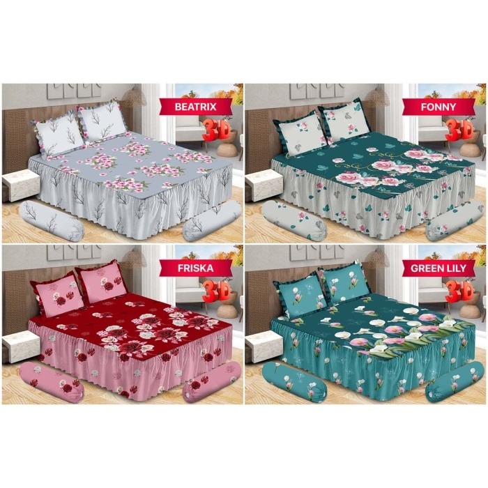 Sprei Rumbai Bonita 3D Ukuran 180x200 Tinggi 20 King Seprei Motif Karakter Minimalis Flower Terbaru