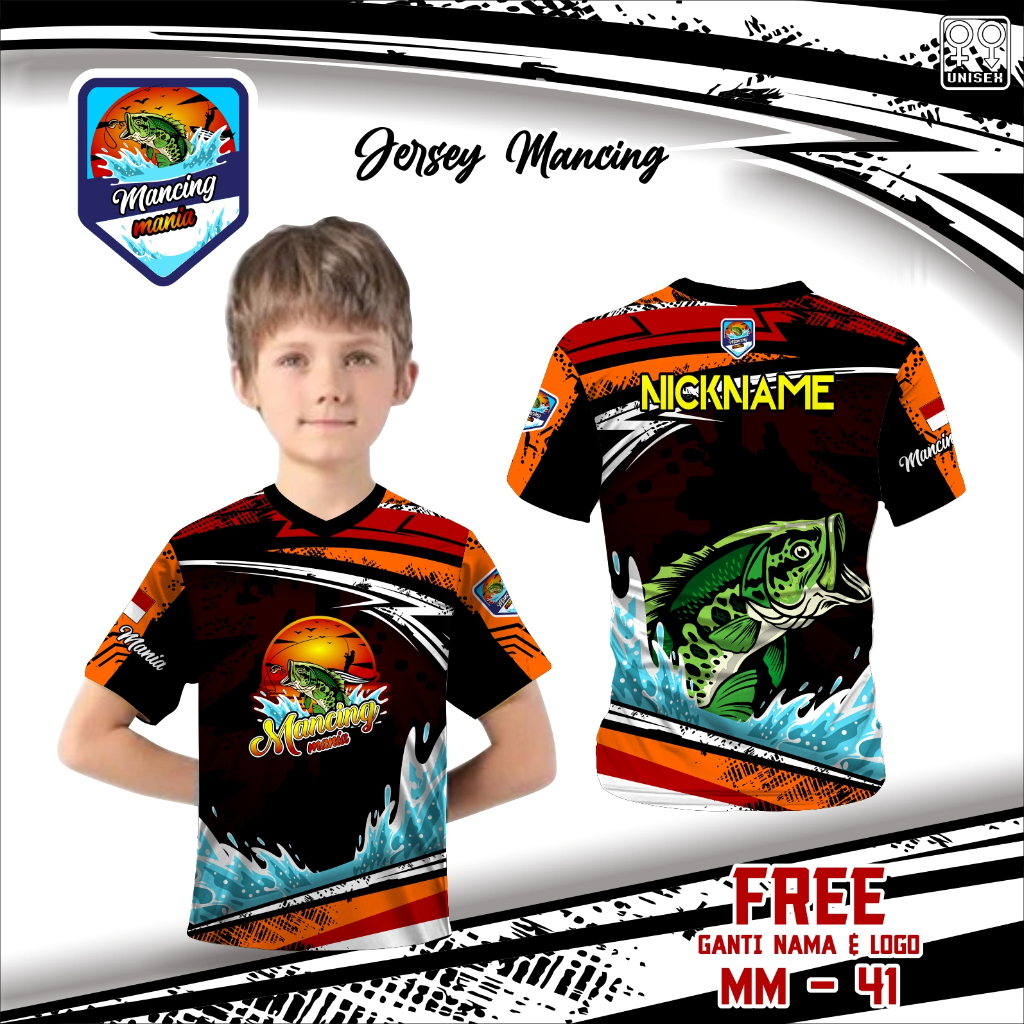 Baju mancing anak mania kaos fishing jersey mancing