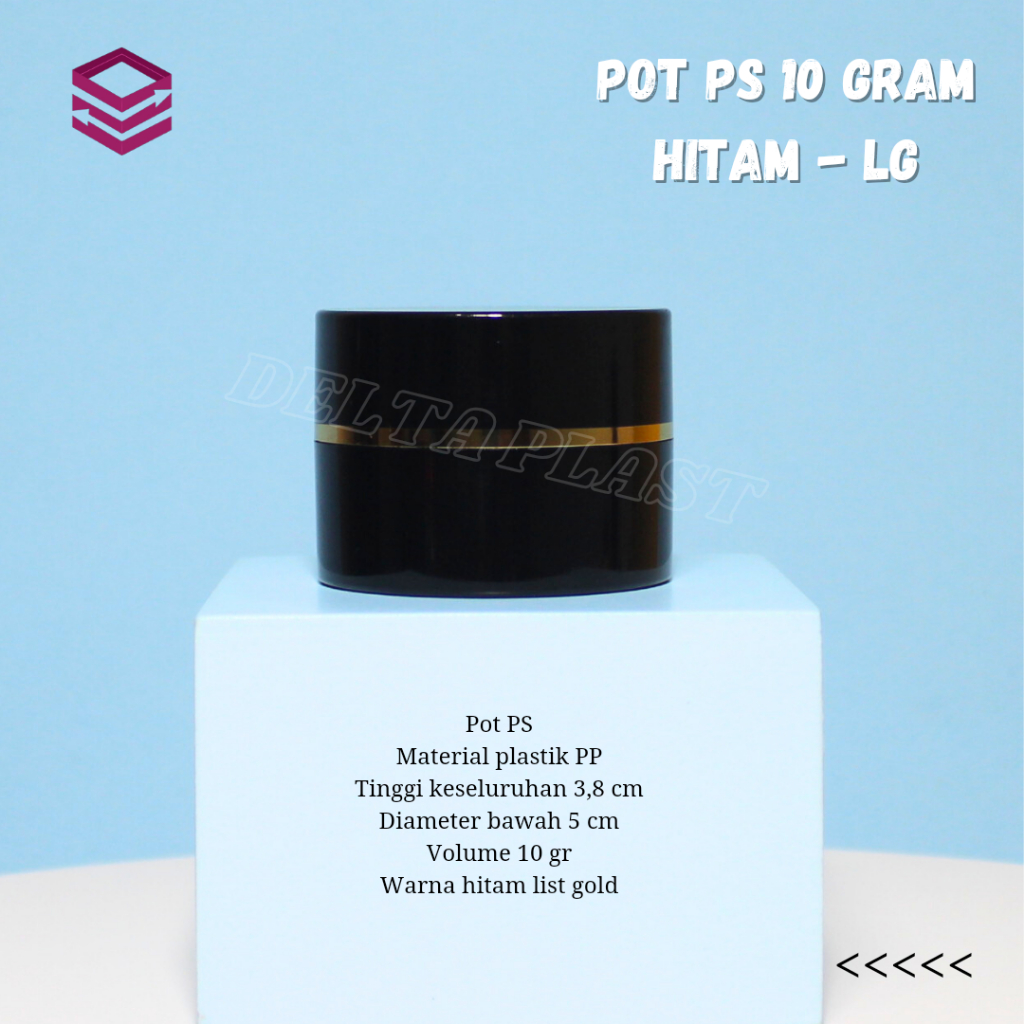 Pot ps 10 gr hitam list gold / Pot cream 10 gr hitam