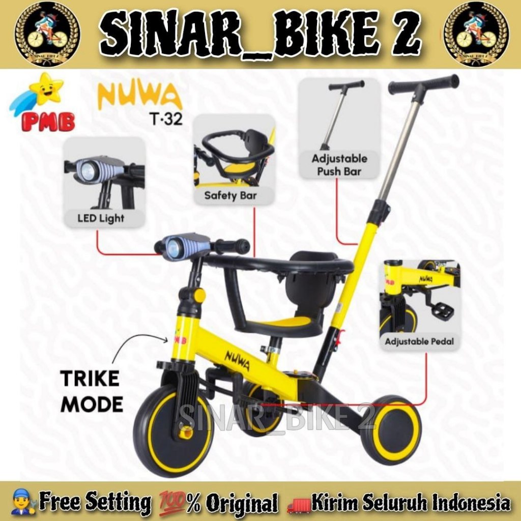 Balance Bike 3 in 1 PMB NUWA T32 T 32 Sepeda Keseimbangan Anak Dorong