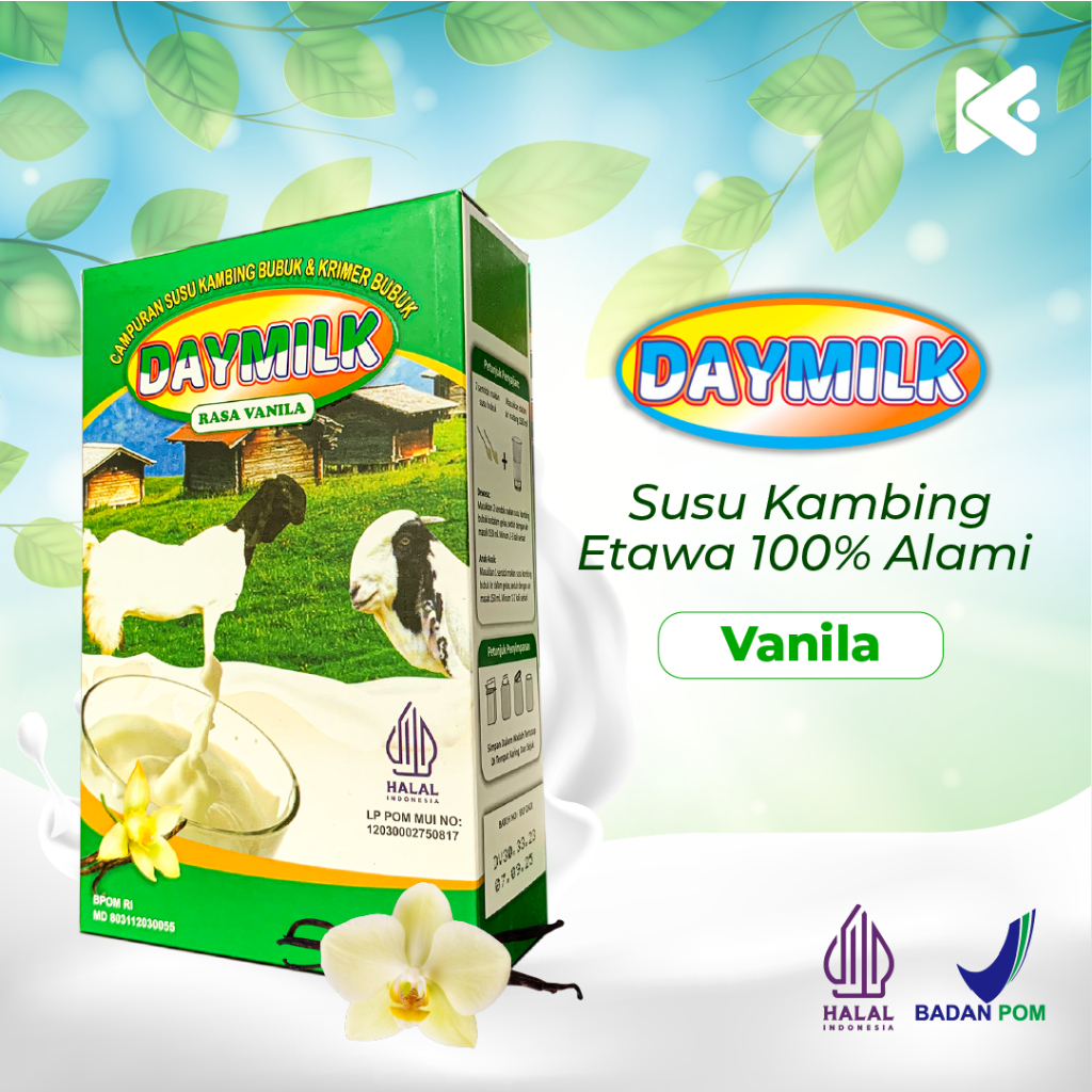 

Daymilk Susu Kambing Etawa Murni Rasa Vanilla, Atasi Sesak Nafas, Gangguan Pernafasan, Nyeri Tulang dan Sendi, Menjaga Imun Tubuh, 200 gram, Halal BPOM