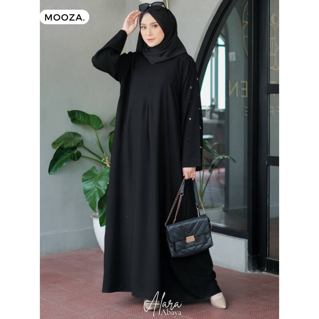 Alara Abaya Dress Bahan Jetblack Kiara JUMBO M-XL BY MOOZA