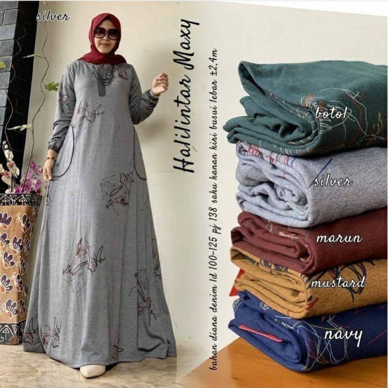 HALILINTAR MAXY DRESS || GAMIS BUSUI || BAHAN DIANA DENIM ||ELMUMTAZA