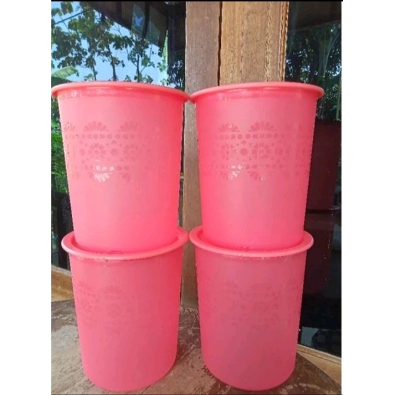 toples small mosaic peach canister 1,2 liter tupperware 1pcs