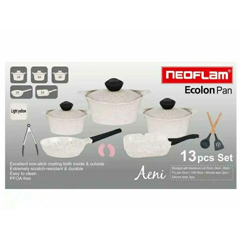 12 pcs set Neoflam Korean Ecolon Ceramic Coating Pan and Granite Pan