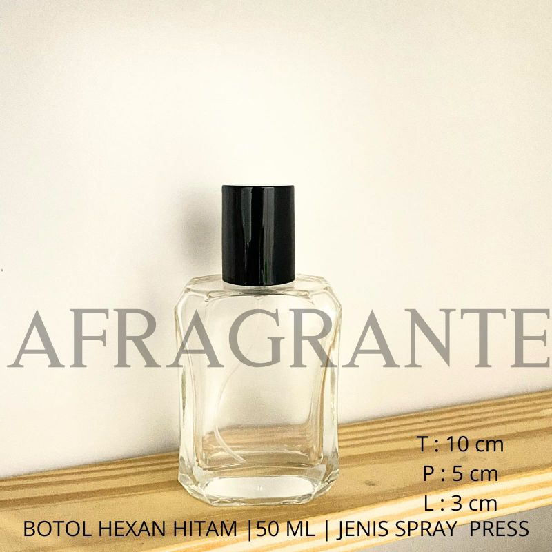 botol parfum hexan 50 ml hitam press- botol parfum kosong- botol parfum press alat- botol parfum 50 