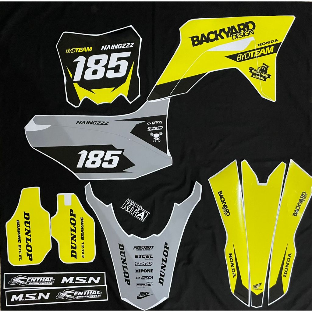 Decal CRF 150L Stiker Motor Crf 150l Full Body MOTIF Backyard Kuning Abu