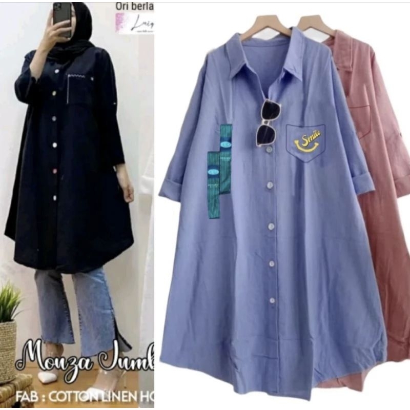 KHANZA TUNIK CRINKLE AIRFLOW/ TUNIK FULL KANCING