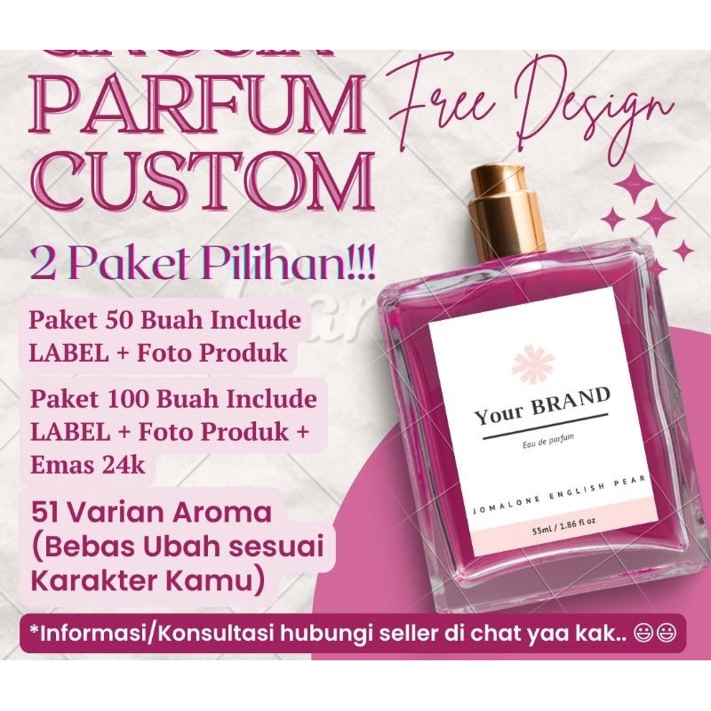 [PAKET USAHA] Parfum Custom Kotak 55ml Request Design Sendiri  parfum custome brand sendiri