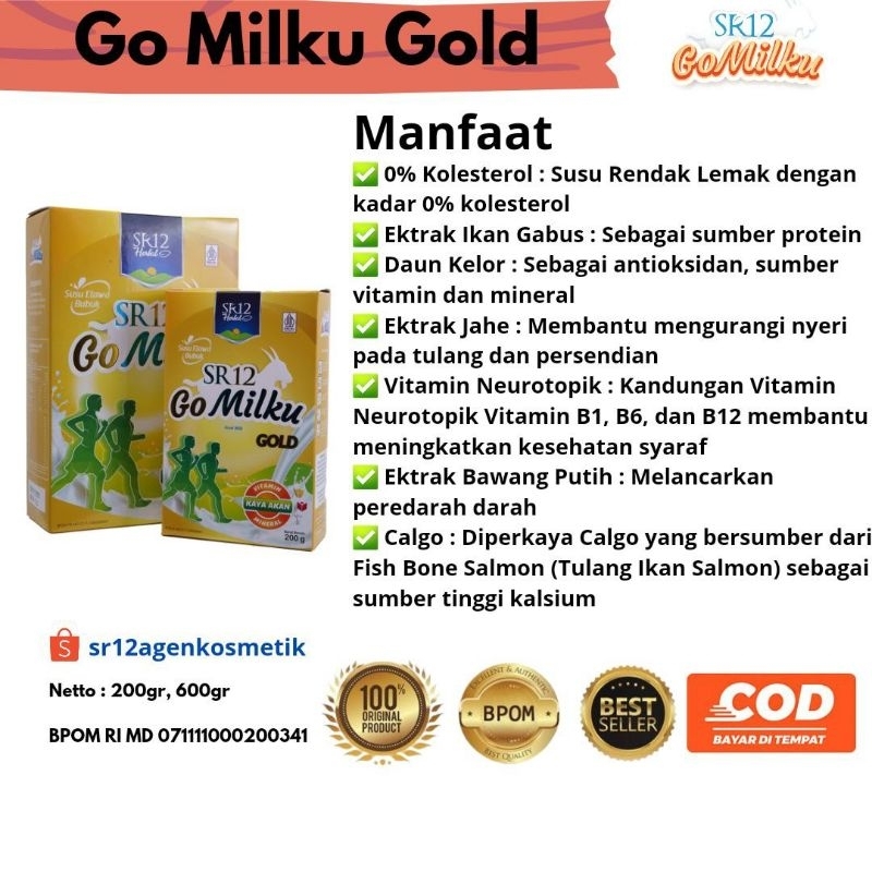 

SR12 Go Milku Gold Susu Kalsium Untuk Lansia Susu Kambing Etawa Premium