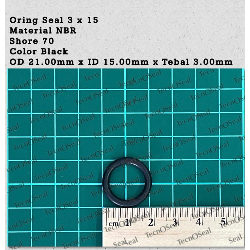 Oring seal metric size 3x15 NBR70 OD 21.00mm x ID 15.00mm x CS 3.00mm