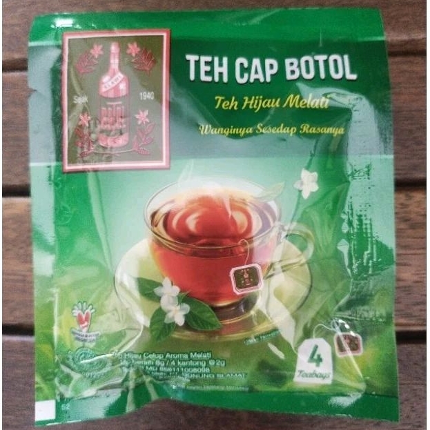 

Teh Celup Hijau Melati cap botol 1 sachet