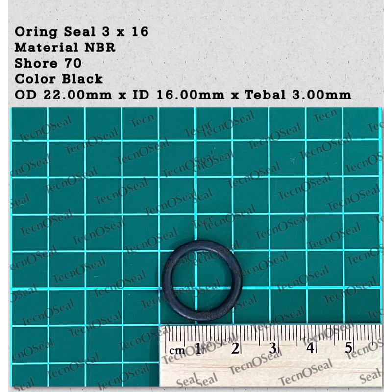 Oring seal metric size 3x16 NBR70 OD 22.00mm x ID 16.00mm x CS 3.00mm