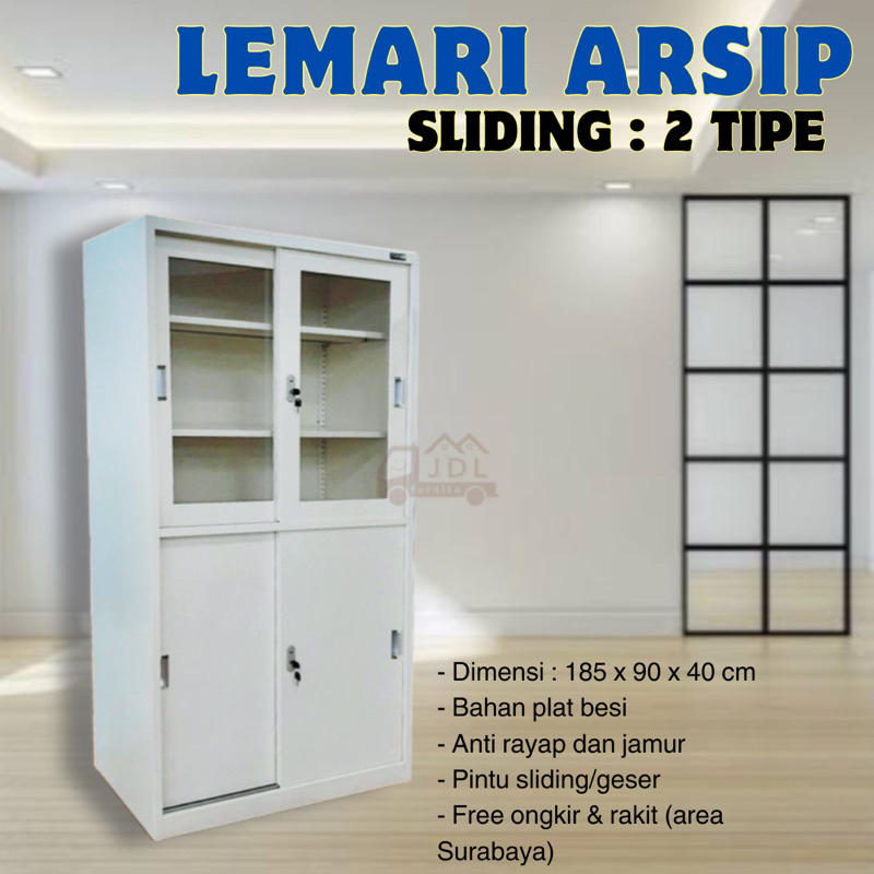 Lemari Arsip Putih - Lemari Arsip Besi Topas Sliding - Lemari Kantor