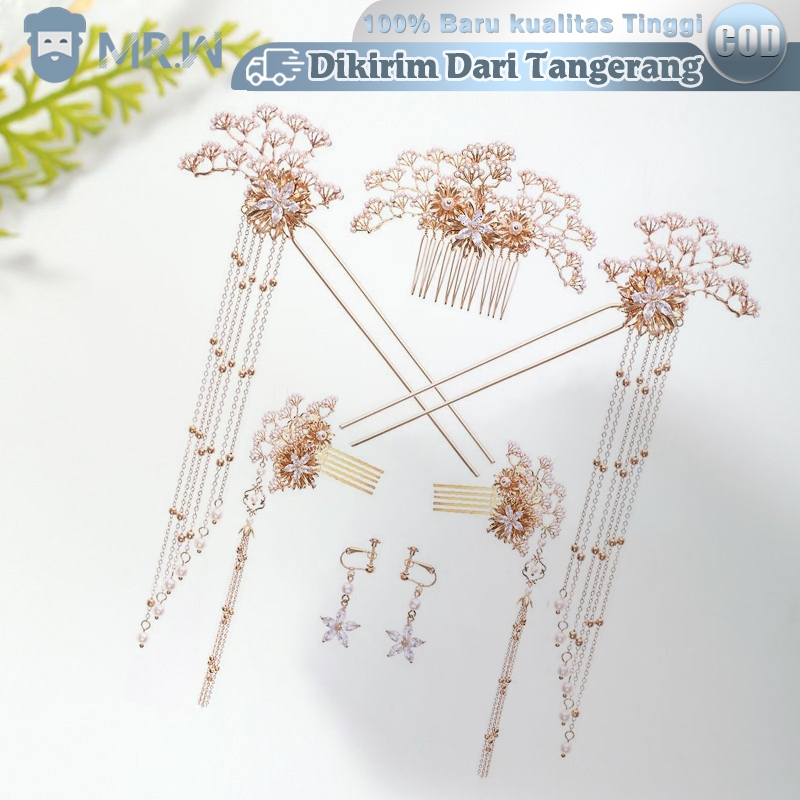 1set Jepit Rambut Imlek Tradisional Tusuk Konde Cina Aksesoris Rambut Pengantin Aksesoris Pakaian Pe