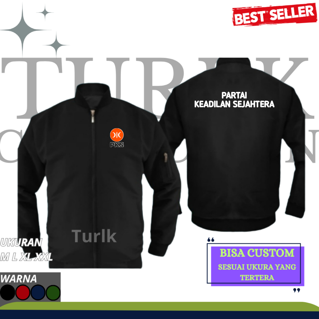 Jaket Partai PKS Jaket Bomber PKS Jaket Tebal Bisa Bolak Balik