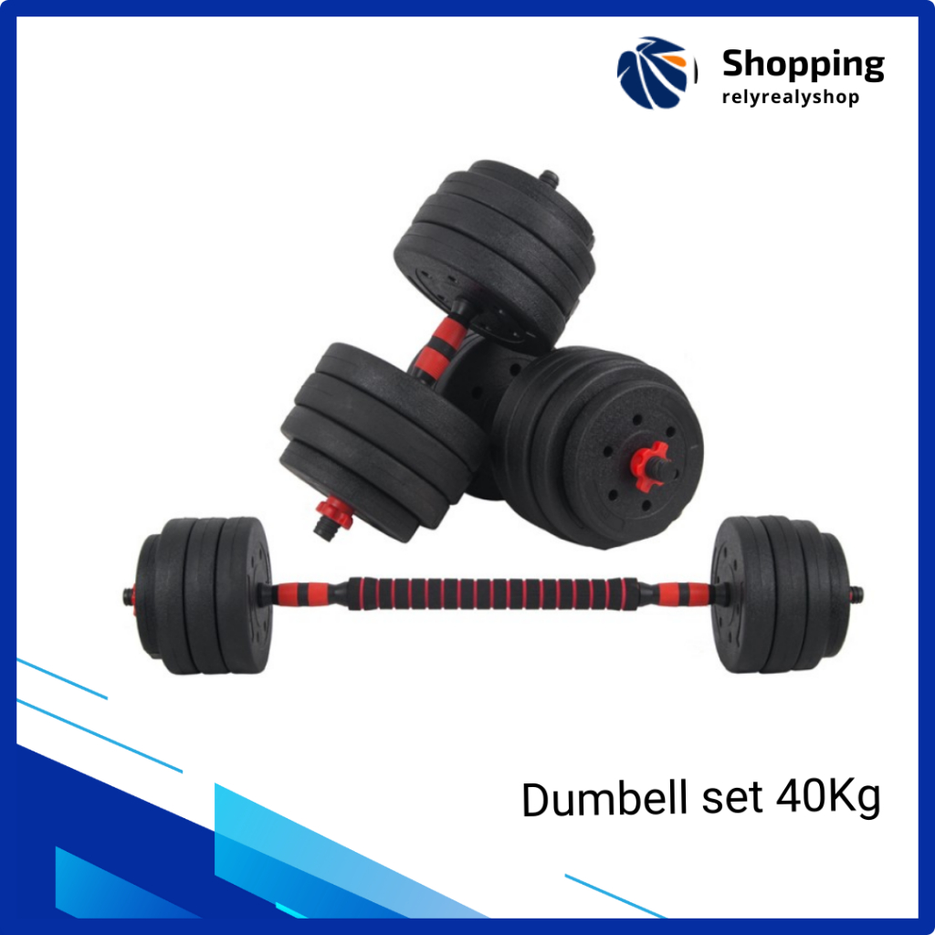 DUMBELL SEET 40KG BARBEL SET  dumbell pvc ORIGINAL IMPORT