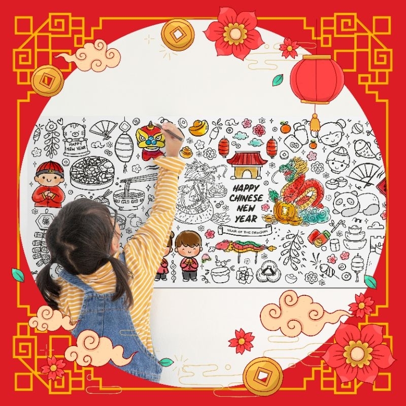 

CNY Imlek Chinese Lunar New Year Jumbo Giant Coloring Paper Kertas Mewarnai Anak Aktivitas Anak 155x60cm