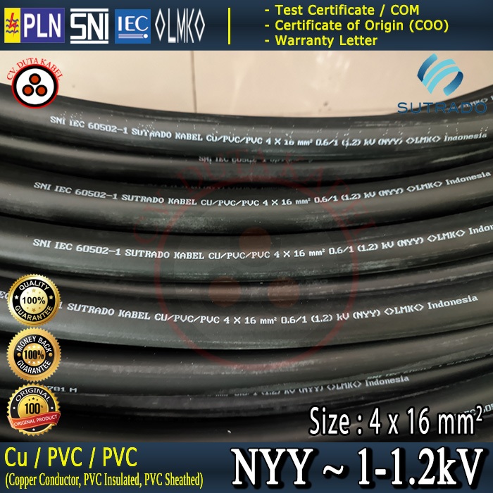 Kabel NYY 4x16 mm2 SUTRADO /4 x 16 mm2/4x16mm2/4x16 mm/4x16mm