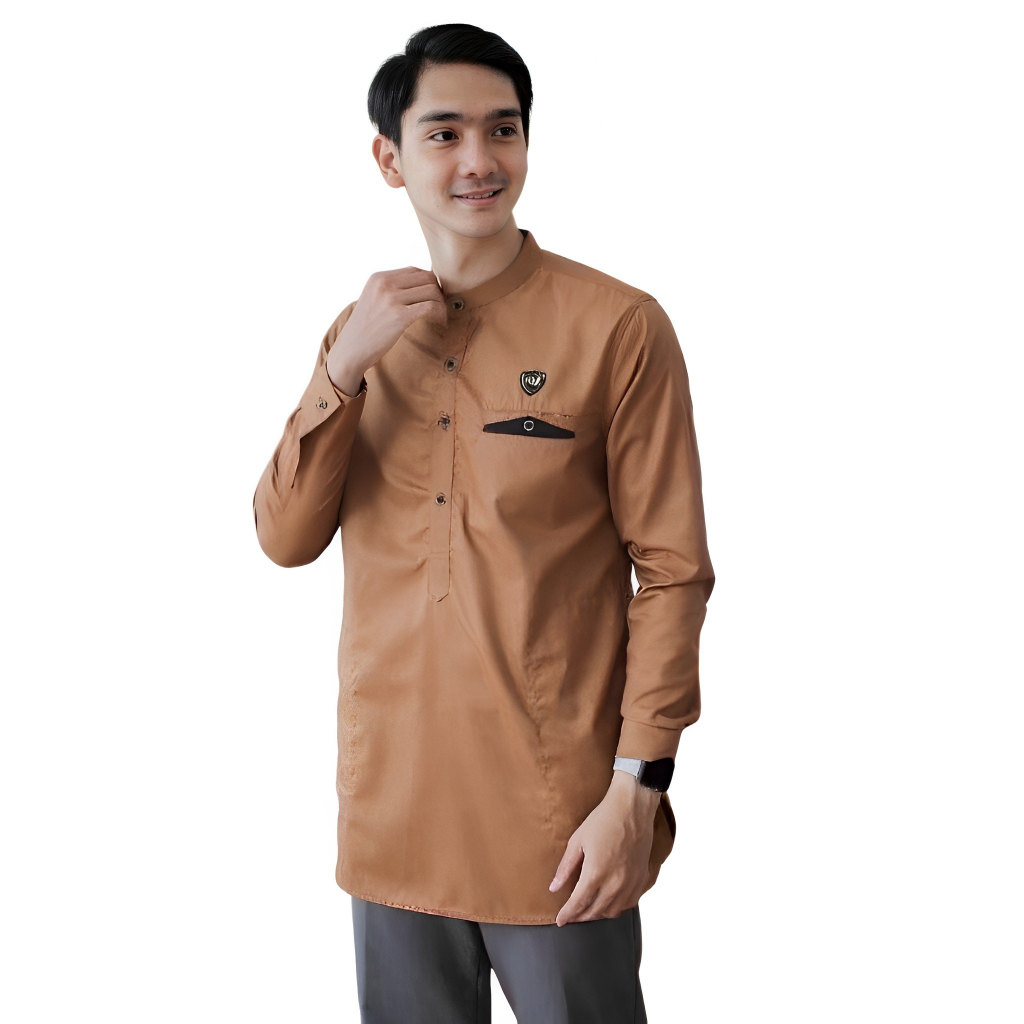 Baju Koko Kurta Pria Dewasa Polos Lengan Panjang Kerah Shanghai Baju Muslim Premium