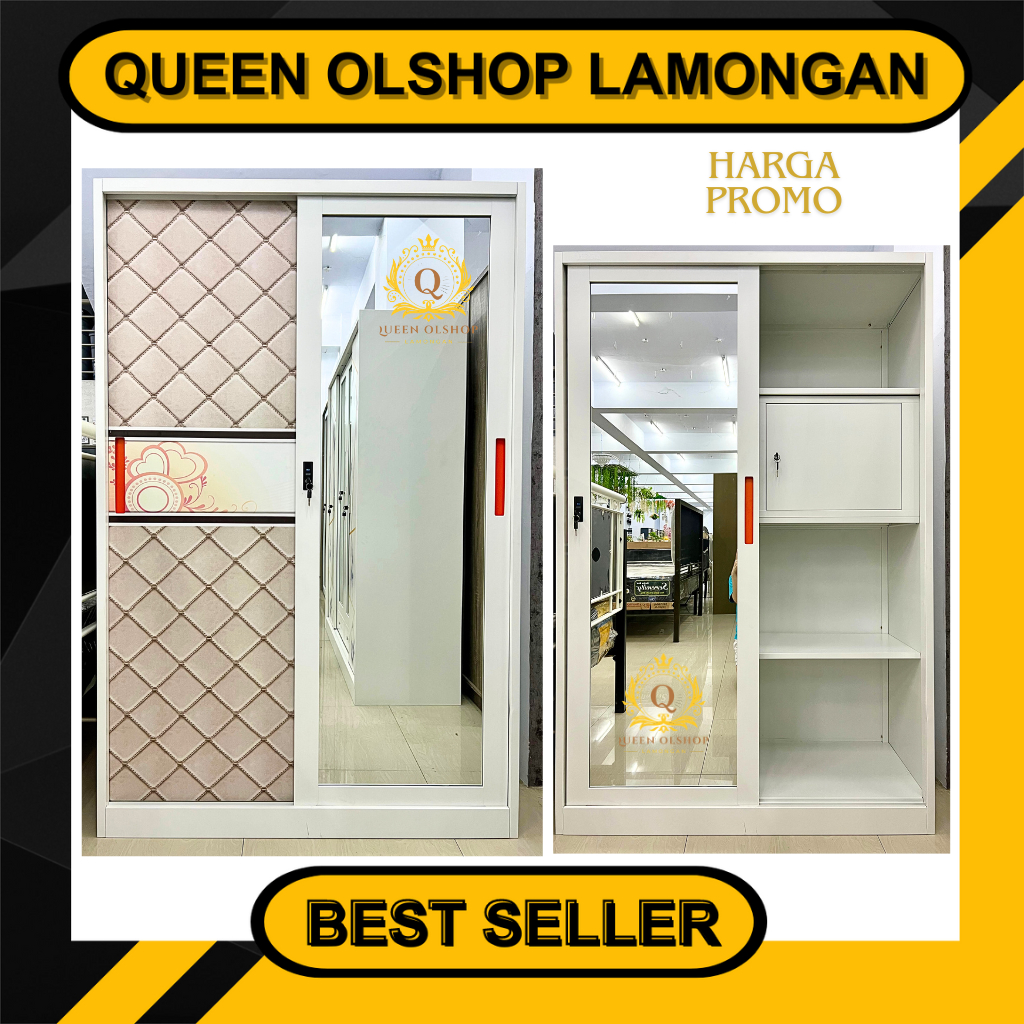 [PROMO]Lemari Pakaian Besi 2 Pintu Sleding  Importa Premium Bufalo Asencio JUMBO 120x90x50cm