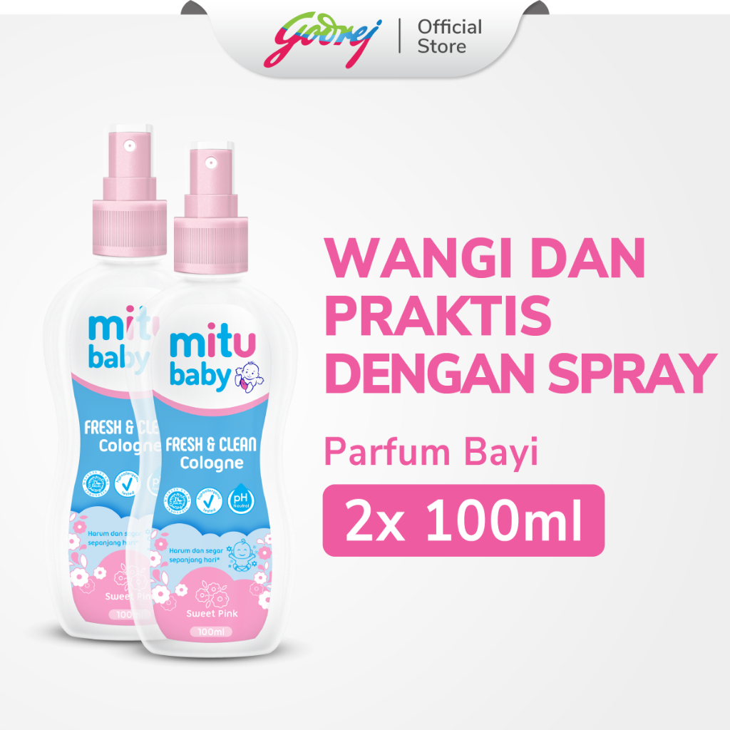 Mitu Baby Cologne Fresh Sweet Pink 100ml x2 - Parfum Bayi