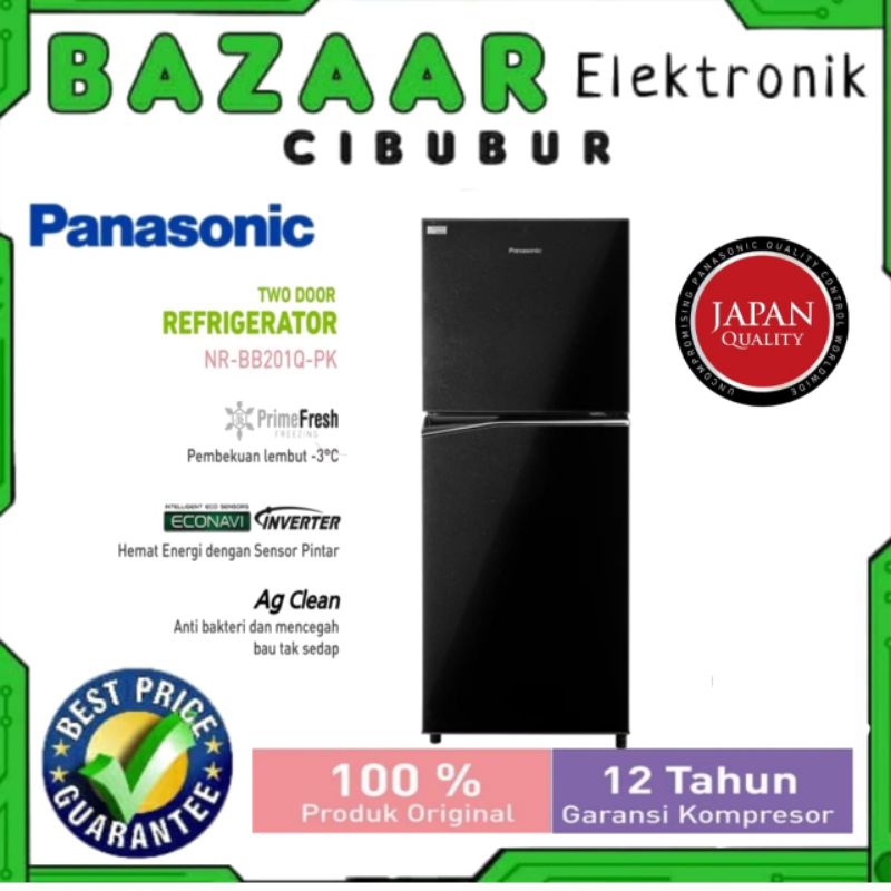 KULKAS 2 PINTU INVERTER PANASONIC NR-BB201Q-PK / NRBB201QPK