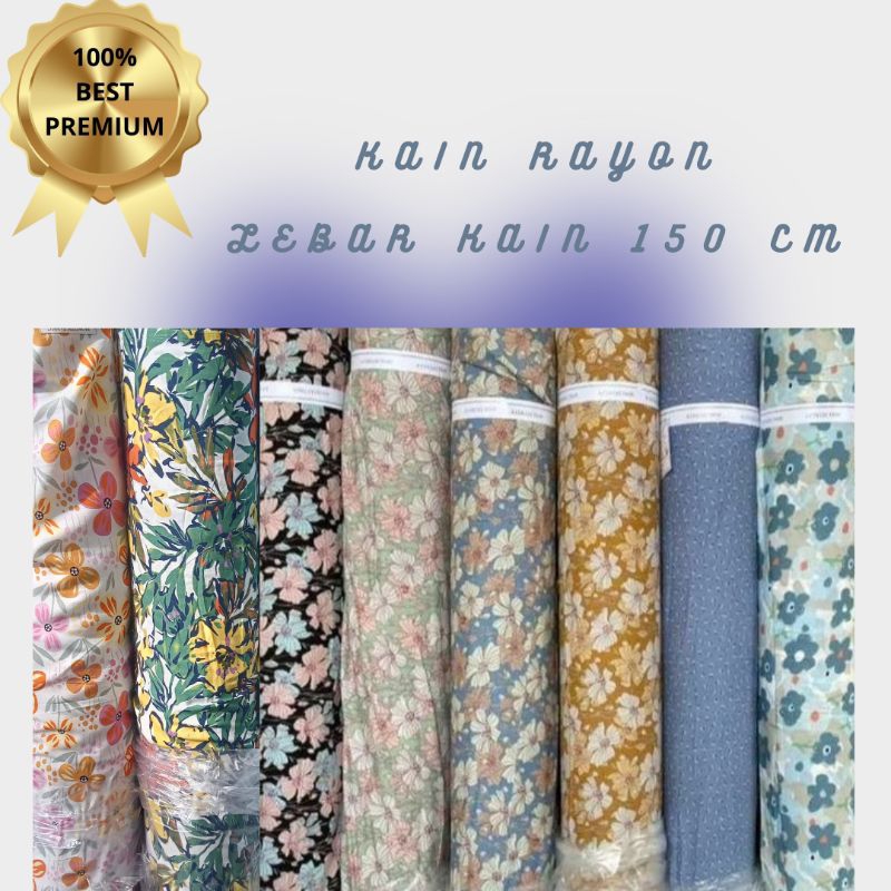kain rayon viscose premium motif meteran bahan daster gamis piyama mukena