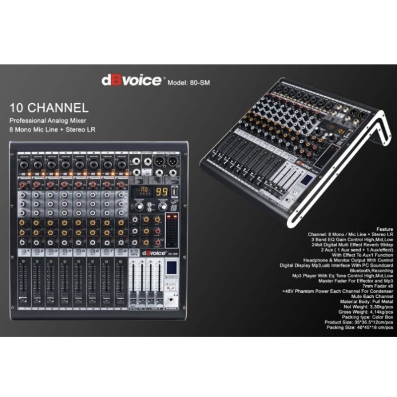 Mixer Audio DBVOICE 80 SM Original Mixer 8 Channel Bluetooth DBvoice