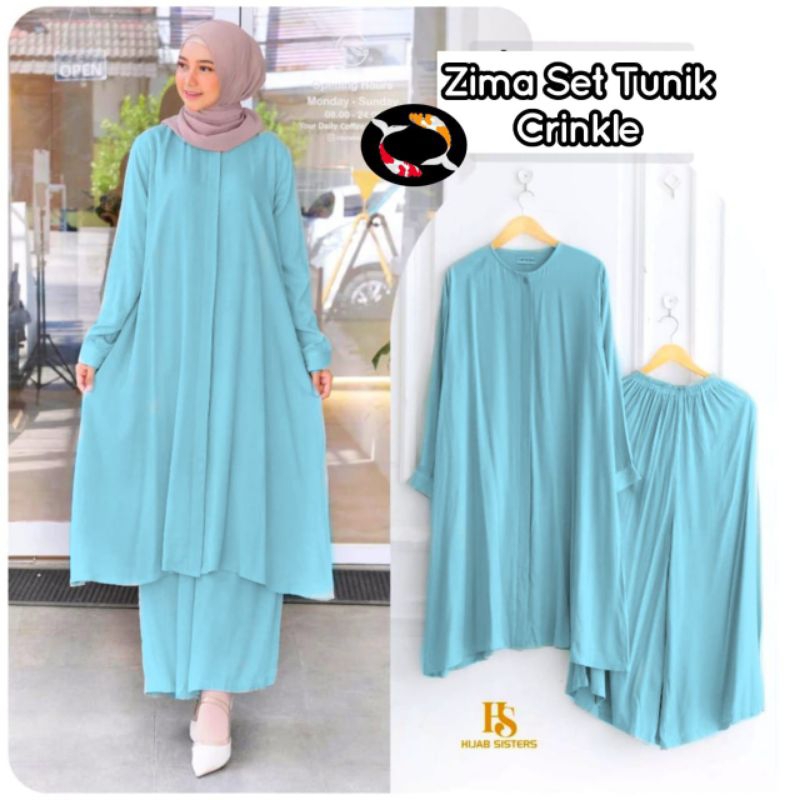 ready zima set tunik crinkle wanita import