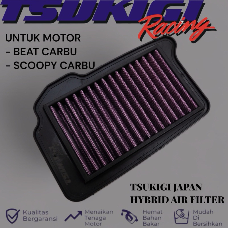 TSUKIGI RACING FILTER UDARA HYBRID RACING BEAT CARBU SCOOPY CARBU MOTORCYCLE HYBRID AIR FILTER