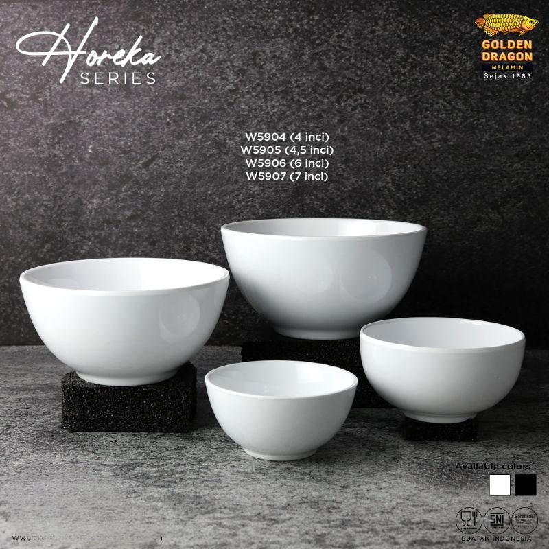 (6 Pcs) Mangkuk Sup Horeka W5904 - W5905 - W5906 - W5907-  melamine premium Golden dragon