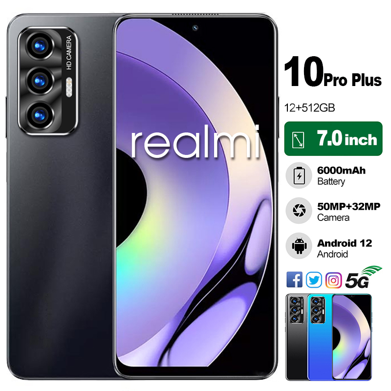 KKcell01 Hp Realmi 10 Pro Plus Ram 8 256GB 128GB 512GB layar 7 inch Waterdrop FHD Display 50MP FHD K