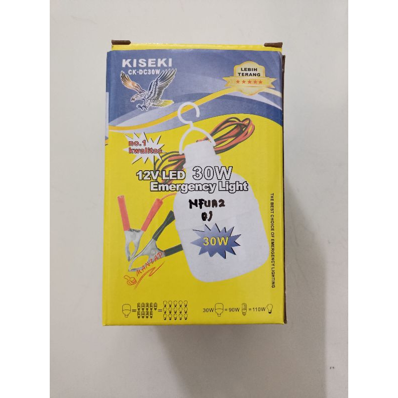 Bohlam Lampu Led Aki 12V Lampu Led DC Lampu Jepit Aki KISEKI 30 Watt