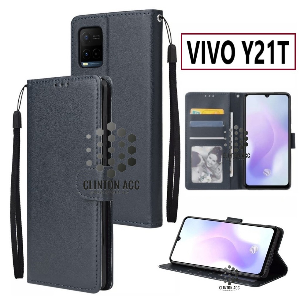 CASE HP VIVO Y21T FLIP WALLET LEATHER DOMPET KULIT SOFTCASE PREMIUM FLIP COVER SARUNG BUKA TUTUP FLI