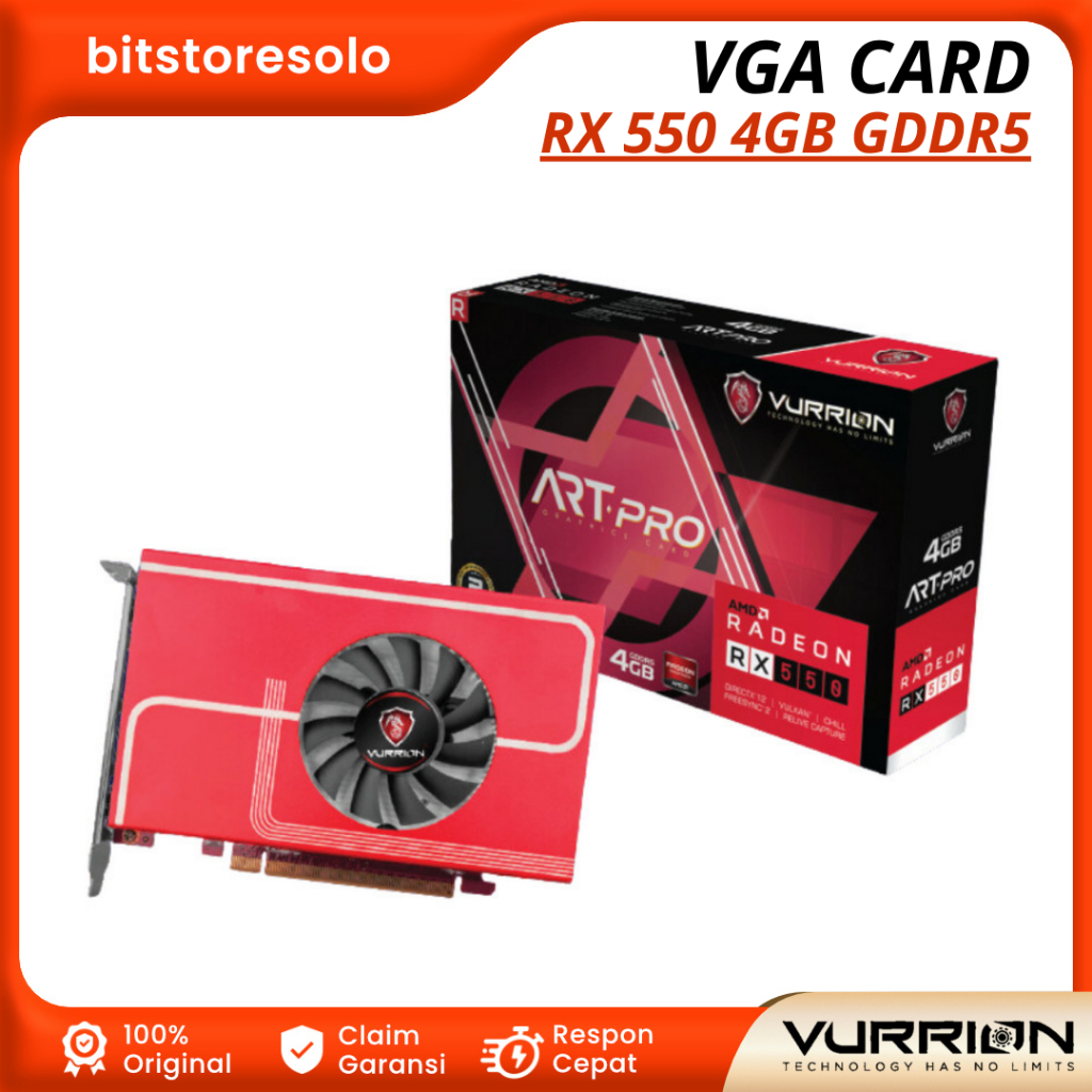 Vga Card Vurrion ARTPro Radeon RX 550 4GB GDDR5 4 HDMI Slot