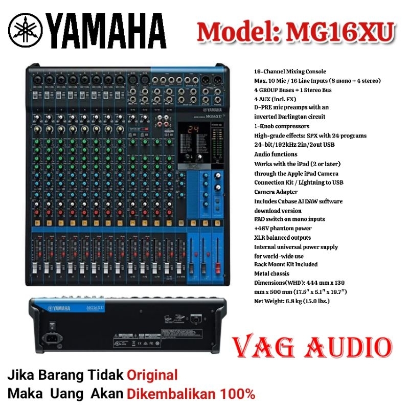 MIXER AUDIO YAMAHA MG16XU, 16 CHANNEL, ORIGINAL YAMAHA