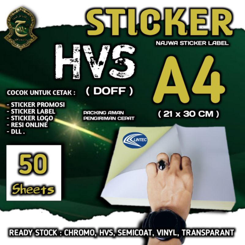 

STICKER HVS ( DOFF ) A4 ISI 50 LEMBAR TERMURAH