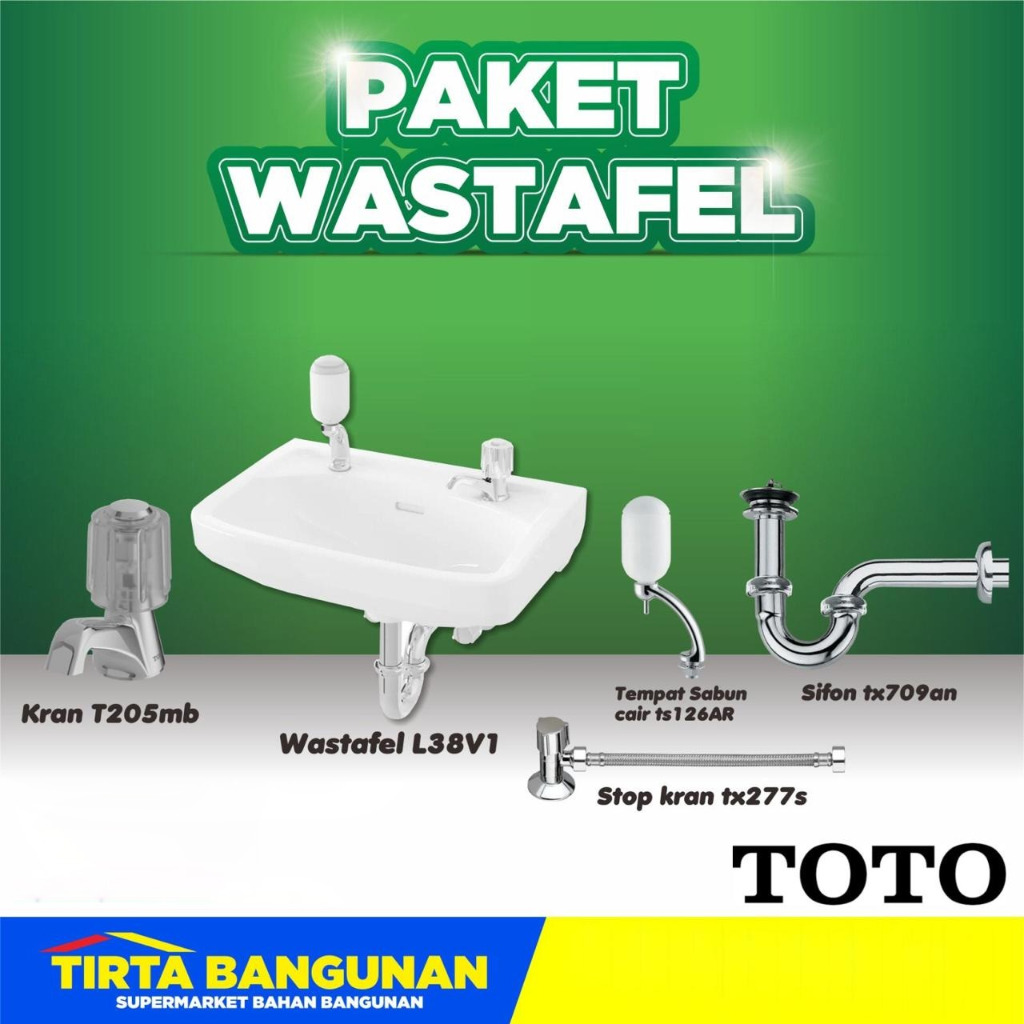 Wastafel paket Toto L38V1 komplit set wastafel cuci tangan toto l38v1