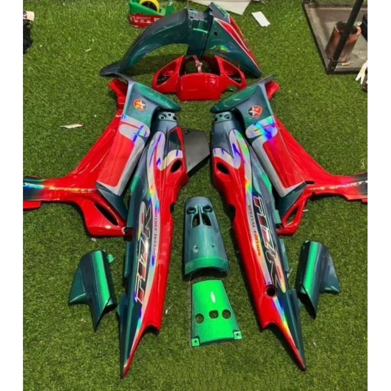 Cover Body Full Set Yamaha Fizr Fiz R FIZ R Hijau Caltex Striping Custom Hologram