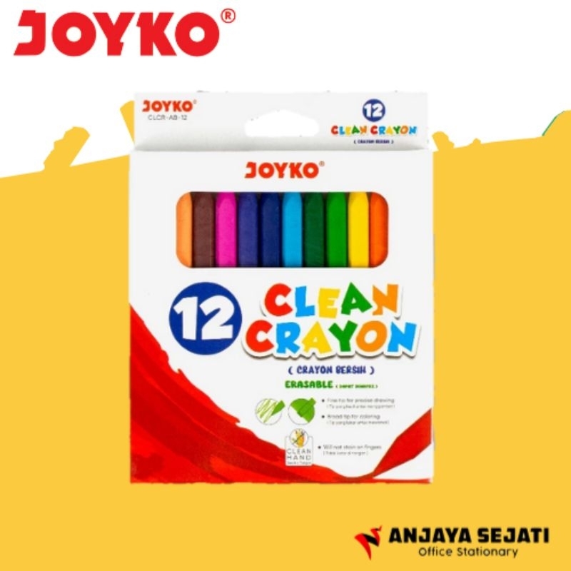 

Clean Crayon Joyko | Crayon Erasable 12 Warna