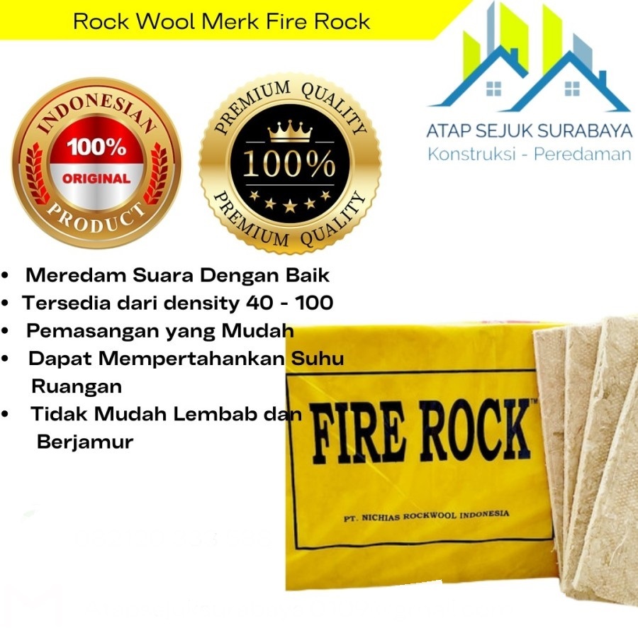 Rockwool Merk Fire Rock Peredam Suara Ruangan / Atap
