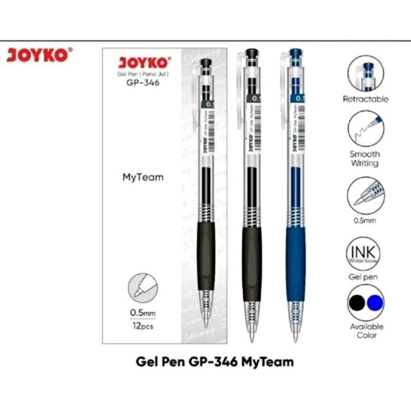 

Pulpen Gel Joyko GP-346 My Team 0,5mm (isi 12 pcs)