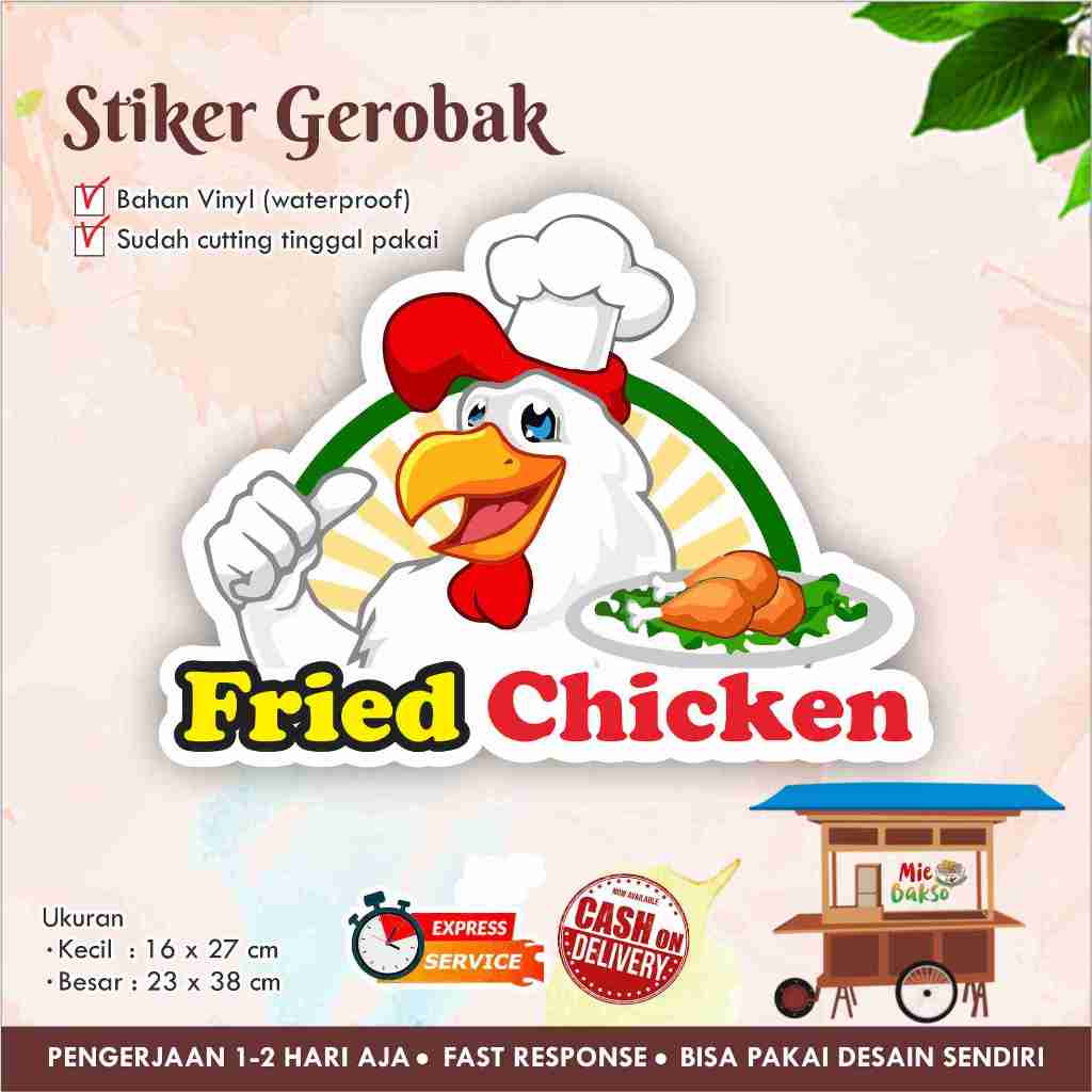 

STIKER KACA GEROBAK VINYL FRIED CHICKEN / LABEL MAKANAN