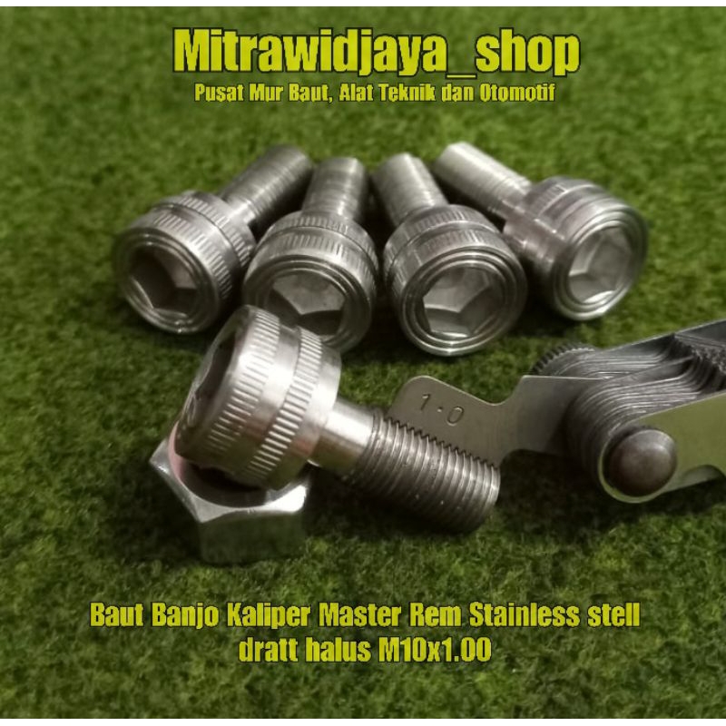 Baut Banjo drat halus M10x1.00 baut Banjo rem kaliper master Brembo  stainless stell baut 14an baut 