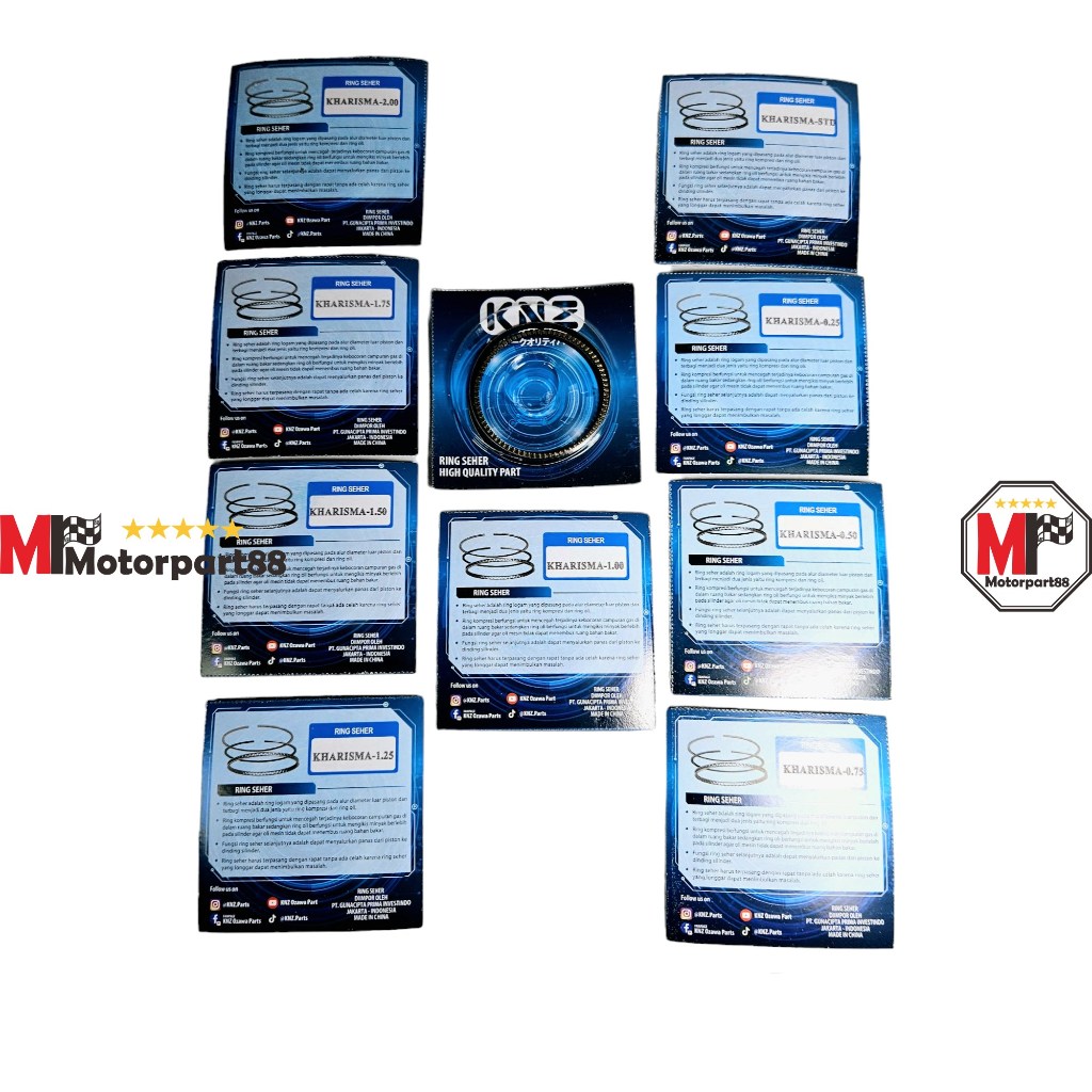 RING PISTON SEHER KARISMA SUPRA X 125 KARBU KIRANA KPH OS STD-200 KNZ STD / 25 / 50 / 75 / 100 / 125